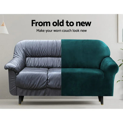 Artiss Sofa Cover Couch Covers 2 Seater Velvet Agate Green - Mekamart Australia