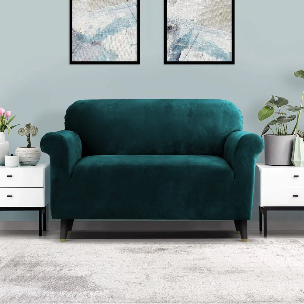 Artiss Sofa Cover Couch Covers 2 Seater Velvet Agate Green - Mekamart Australia