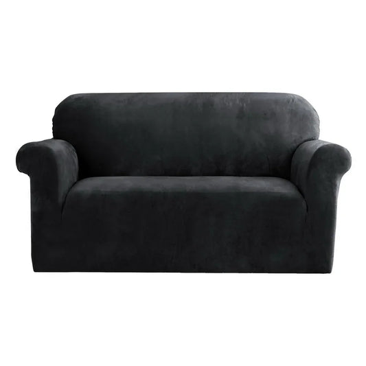 Artiss Sofa Cover Couch Covers 2 Seater Velvet Black - Mekamart Australia