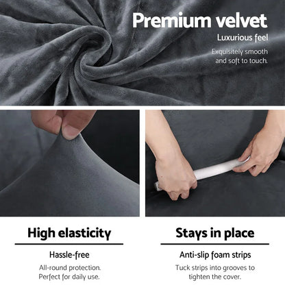 Artiss Sofa Cover Couch Covers 2 Seater Velvet Grey - Mekamart Australia