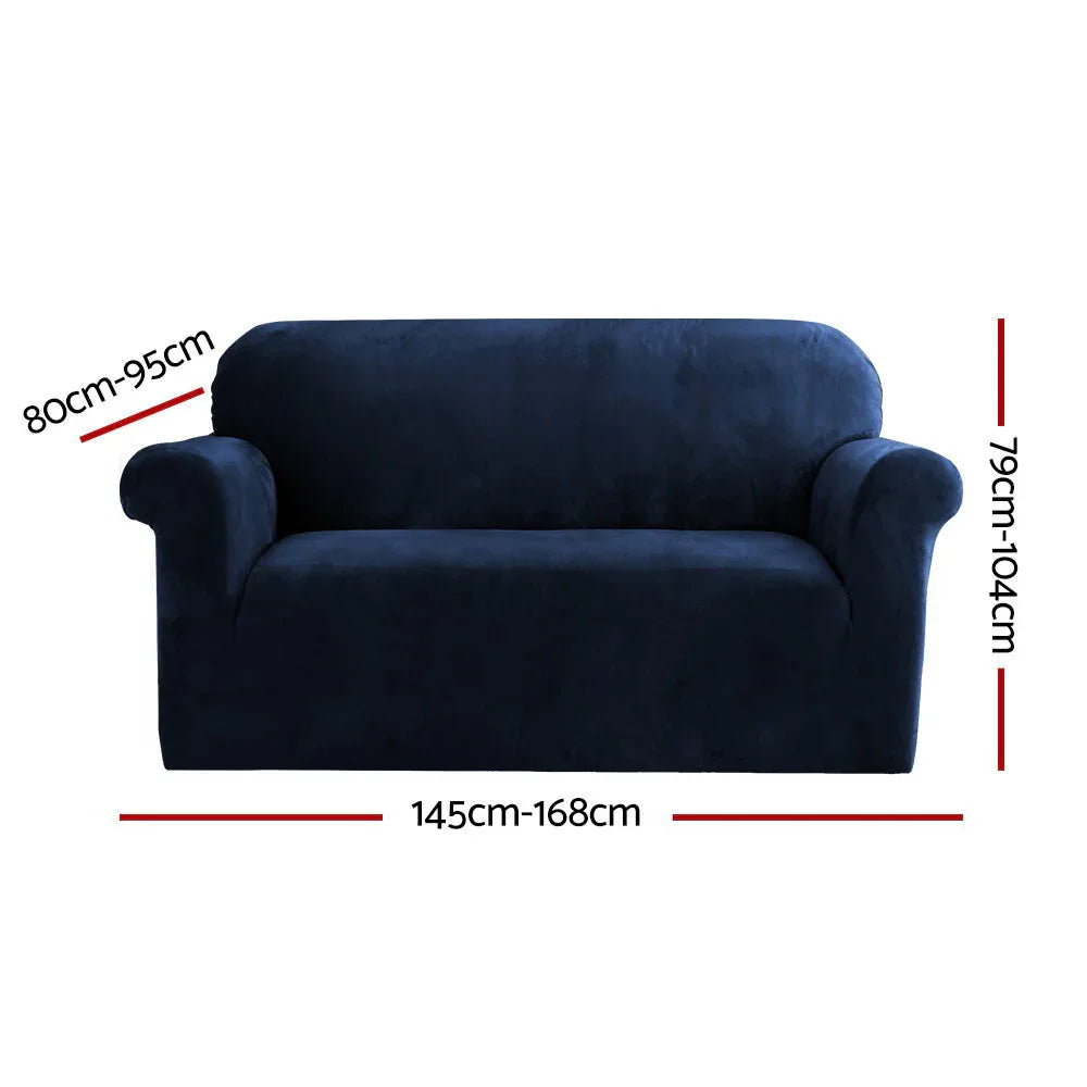 Artiss Sofa Cover Couch Covers 2 Seater Velvet Sapphire - Mekamart Australia