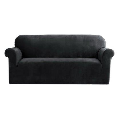 Artiss Sofa Cover Couch Covers 3 Seater Velvet Black - Mekamart Australia