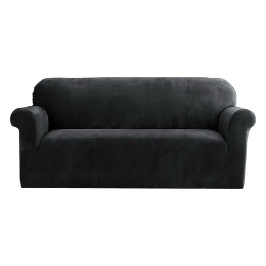 Artiss Sofa Cover Couch Covers 3 Seater Velvet Black - Mekamart Australia