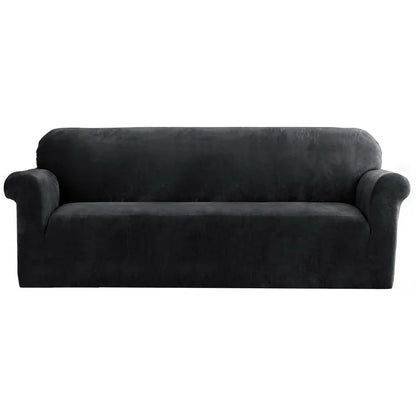 Artiss Sofa Cover Couch Covers 4 Seater Velvet Black - Mekamart Australia