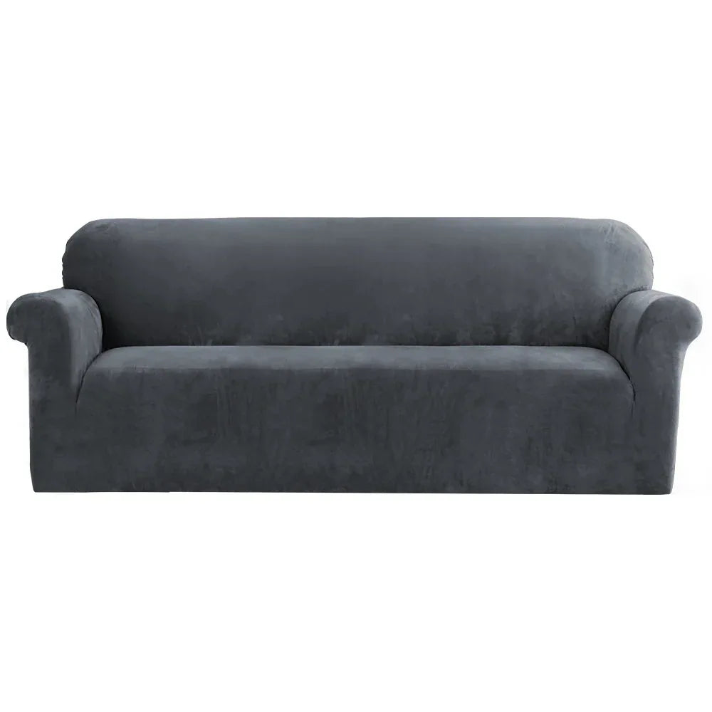 Artiss Sofa Cover Couch Covers 4 Seater Velvet Grey - Mekamart Australia