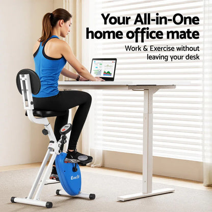 Artiss Under Desk Folding X-Bike with 120cm Automatic Standing Desk Magnetic Resistance White - Mekamart Australia