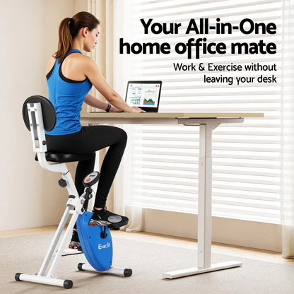 Artiss Under Desk Folding X-Bike with 120cm Automatic Standing Desk Magnetic Resistance Oak - Mekamart Australia