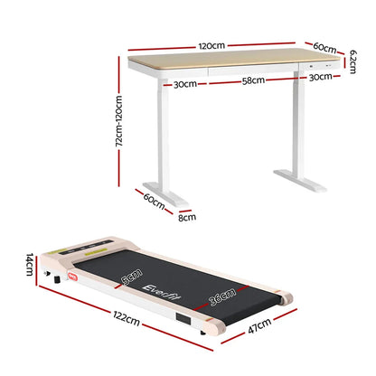 Artiss Electric Treadmill with 120cm Automatic Standing Desk Walking Pad 360mm - Mekamart Australia