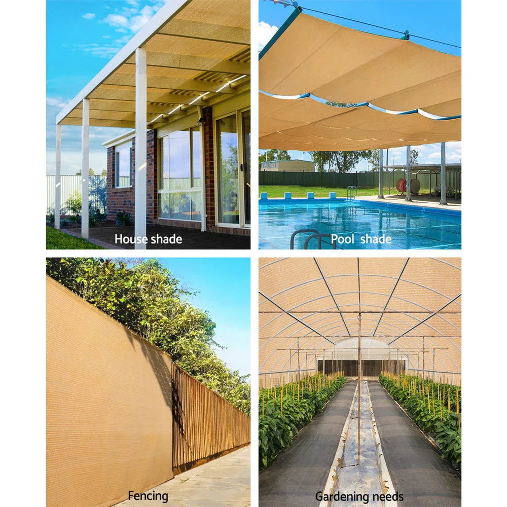 Instahut 50% Shade Cloth 1.83x10m Shadecloth Sail Hevy Duty Beige - Mekamart Australia