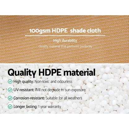 Instahut 50% Shade Cloth 1.83x10m Shadecloth Sail Hevy Duty Beige - Mekamart Australia