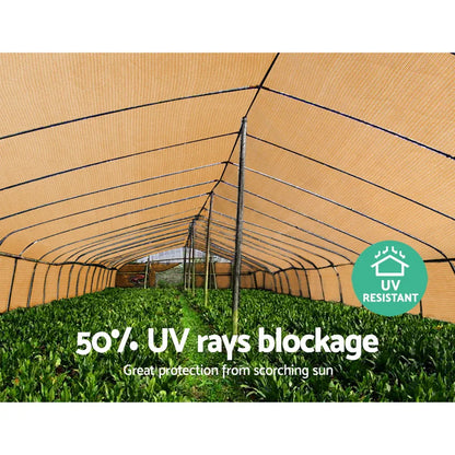 Instahut 50% Shade Cloth 1.83x10m Shadecloth Sail Hevy Duty Beige - Mekamart Australia