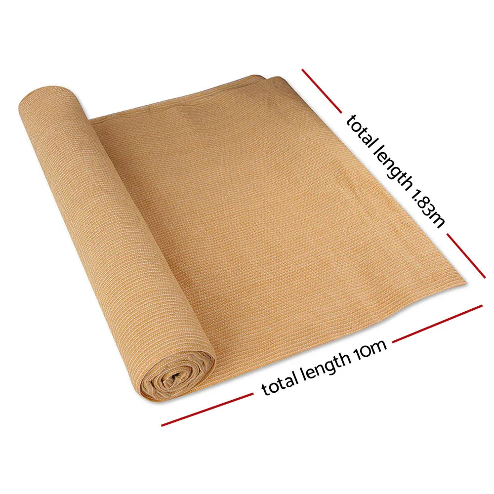Instahut 90% Shade Cloth 1.83x10m Shadecloth Sail Heavy Duty Beige - Mekamart Australia