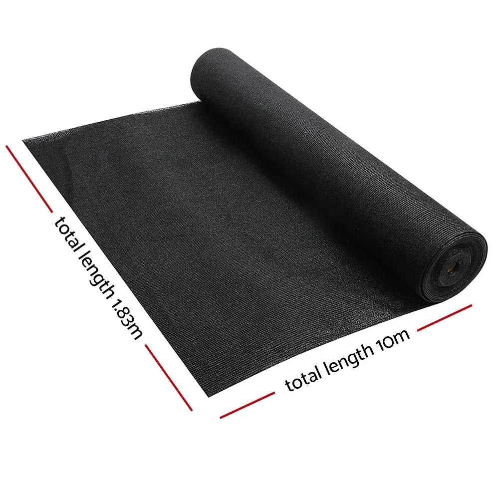 Instahut 90% Shade Cloth 1.83x10m Shadecloth Sail Heavy Duty Black - Mekamart Australia