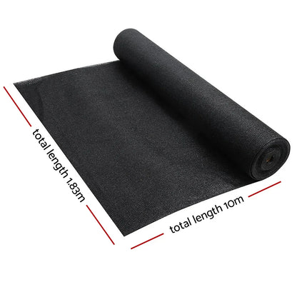 Instahut 90% Shade Cloth 1.83x10m Shadecloth Sail Heavy Duty Black - Mekamart Australia