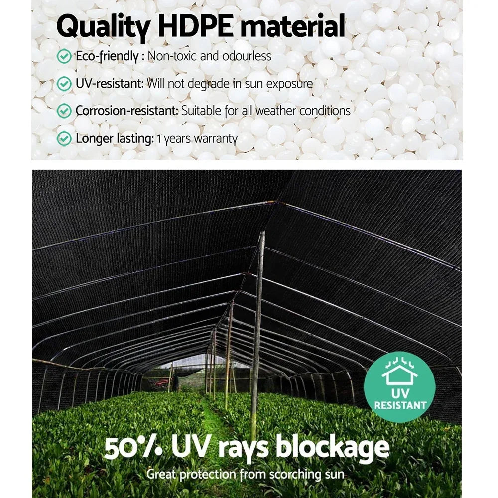Instahut 50% Shade Cloth 1.83x20m Shade Cloth Sail Heavy Duty Shadecloth Garden Mesh Roll BK - Mekamart Australia