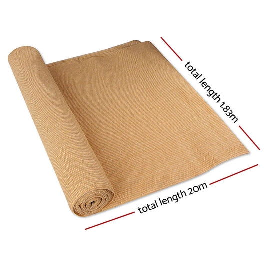 Instahut 90% Shade Cloth 1.83x20m Shadecloth Sail Heavy Duty Beige - Mekamart Australia