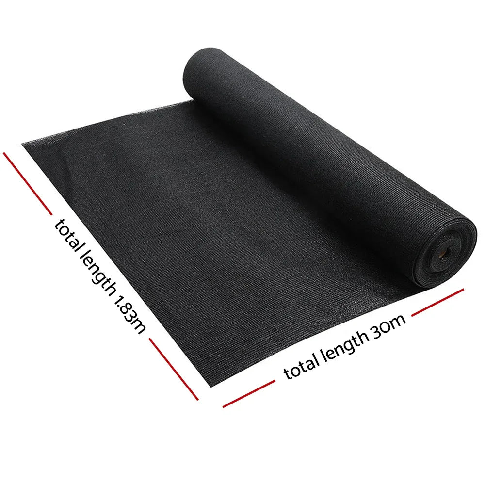 Instahut 90% Shade Cloth 1.83x30m Shadecloth Sail Heavy Duty Black - Mekamart Australia