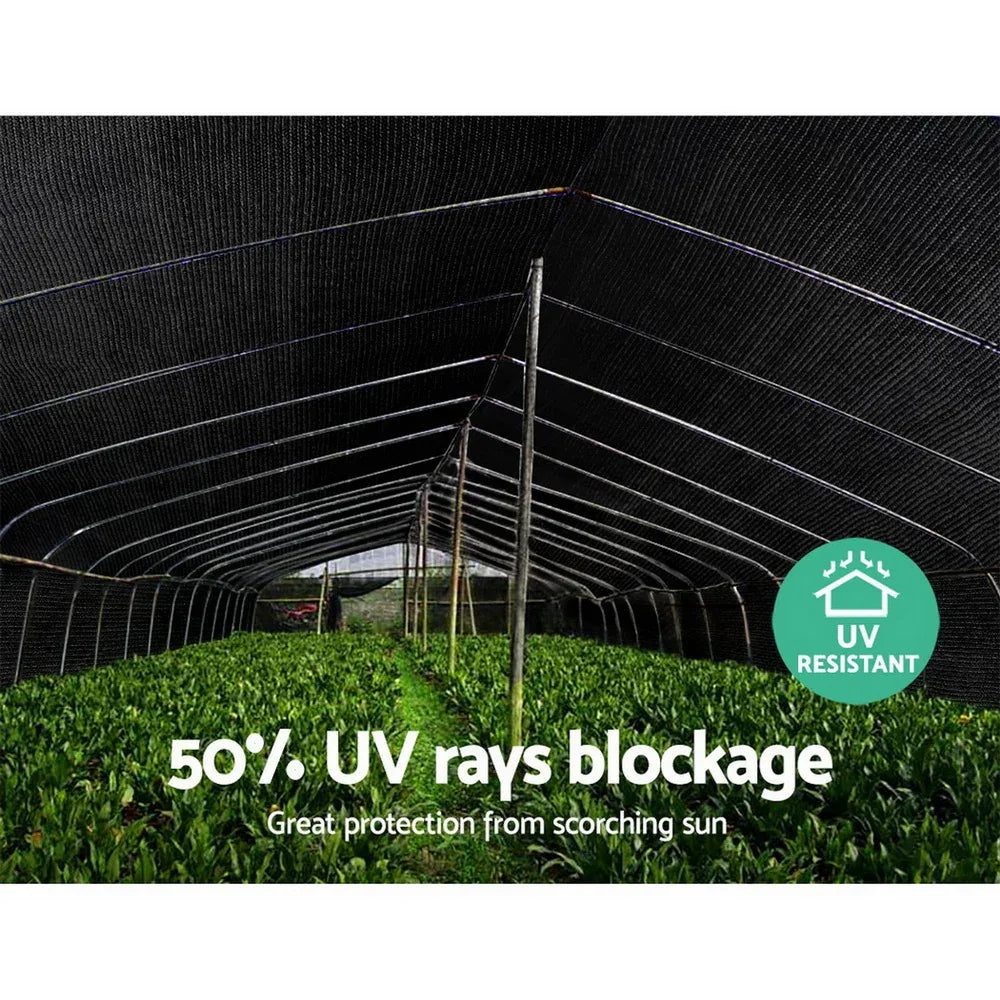 Instahut 50% Shade Cloth 1.83x50m Shadecloth Sail Heavy Duty Black - Mekamart Australia