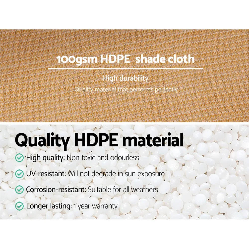 Instahut 50% Shade Cloth 3.66x10m Shadecloth Sail Heavy Duty Beige - Mekamart Australia