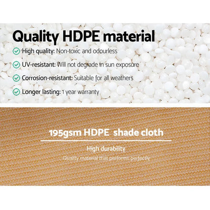 Instahut 90% Shade Cloth 3.66x10m Shadecloth Sail Heavy Duty Beige - Mekamart Australia