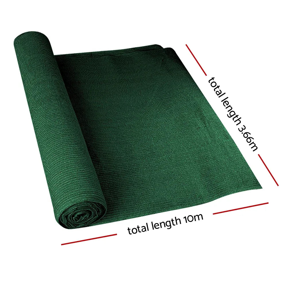 Instahut 90% Shade Cloth 3.66x10m Shadecloth Sail Heavy Duty Green - Mekamart Australia
