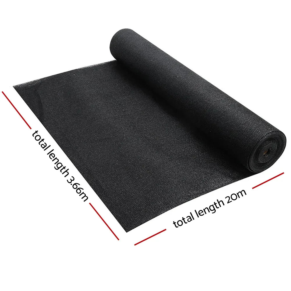 Instahut 90% Shade Cloth 3.66x20m Shadecloth Sail Heavy Duty Black - Mekamart Australia