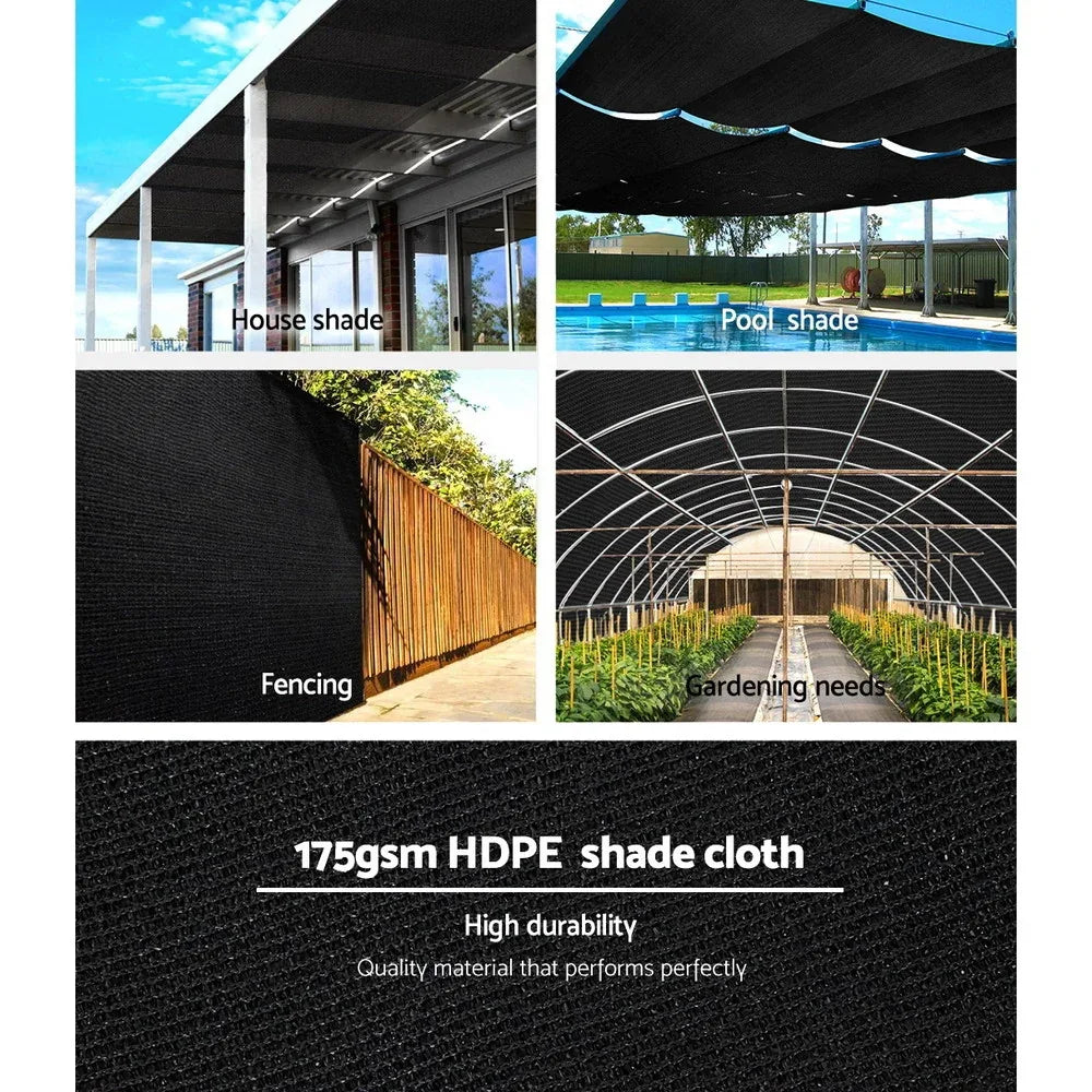 Instahut 70% Shade Cloth 3.66x30m Shade Cloth Sail Heavy Duty Shadecloth Garden Mesh Roll BK - Mekamart Australia