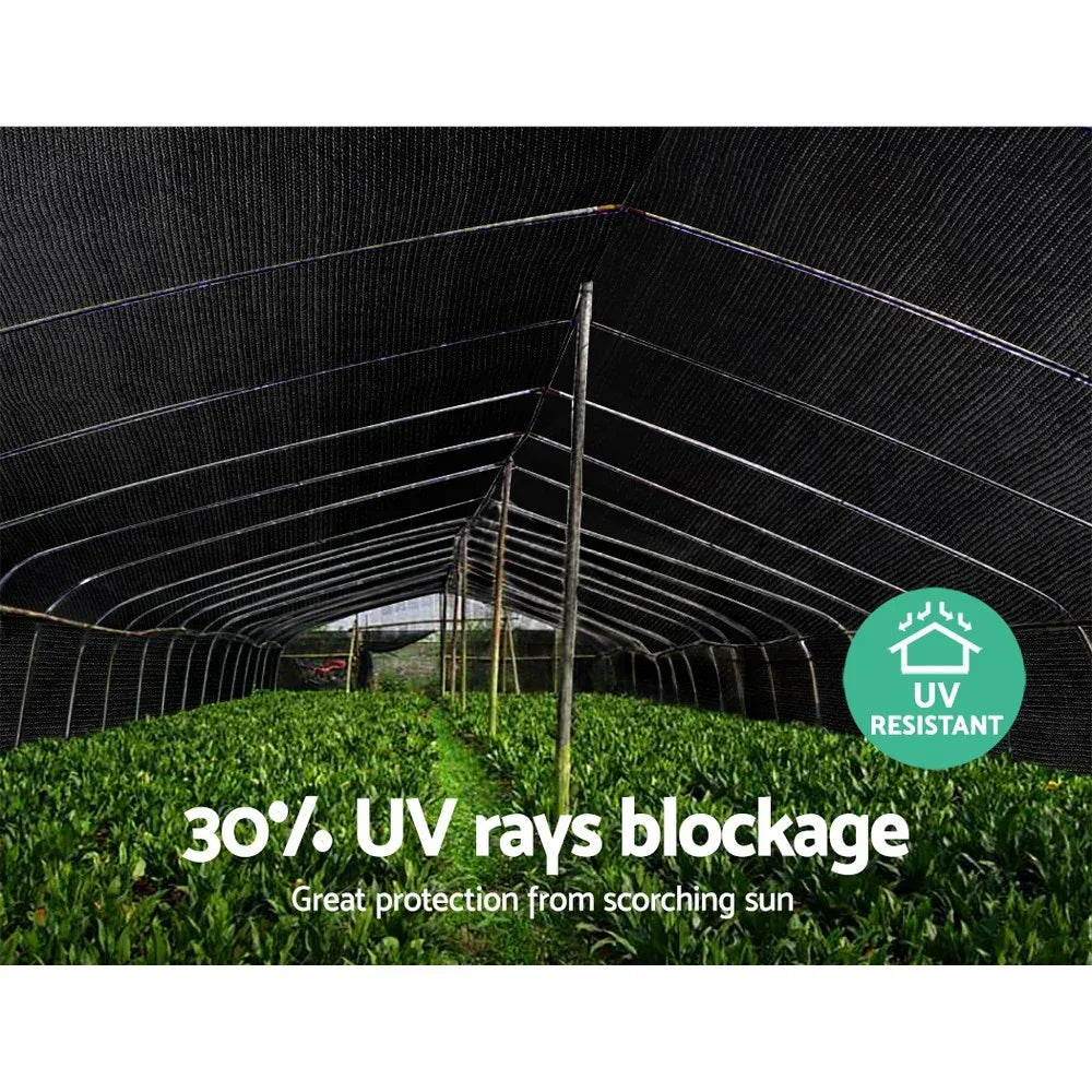 Instahut 30% Shade Cloth 3.66x30m Shadecloth Wide Heavy Duty Black - Mekamart Australia