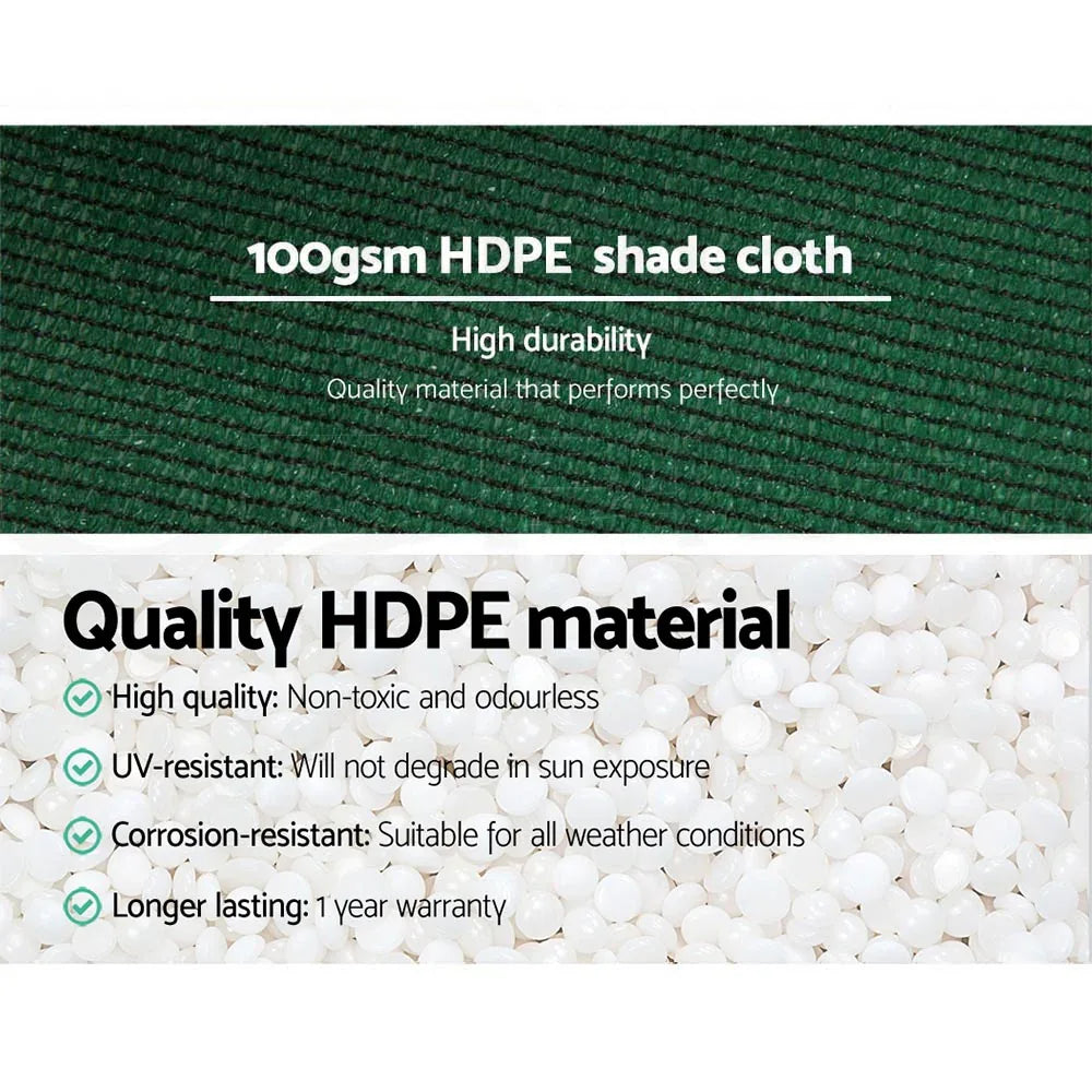 Instahut 50% Shade Cloth 3.66x10m Shadecloth Wide Heavy Duty Green - Mekamart Australia