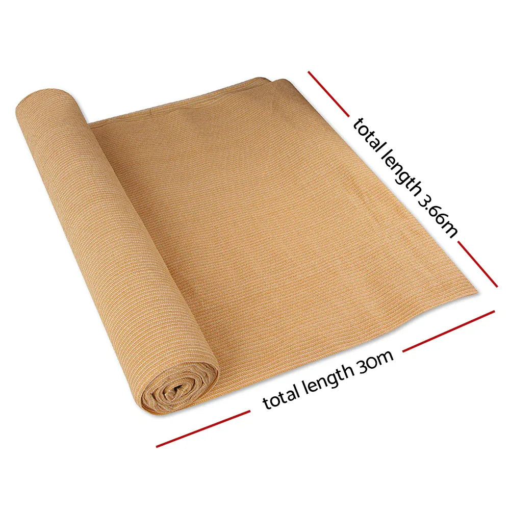 Instahut 90% Shade Cloth 3.66x30m Shadecloth Sail Heavy Duty Beige - Mekamart Australia