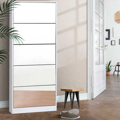 Artiss Shoe Rack Cabinet Mirror 25 Pairs White - Mekamart Australia