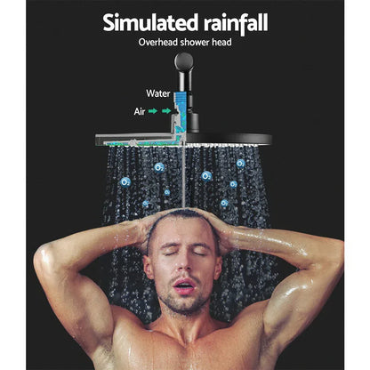 Cefito 9'' Rain Shower Head Set Handheld Round High Pressure Black - Mekamart Australia
