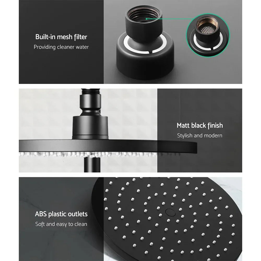 Cefito 9'' Rain Shower Head Set Handheld Round High Pressure Black - Mekamart Australia