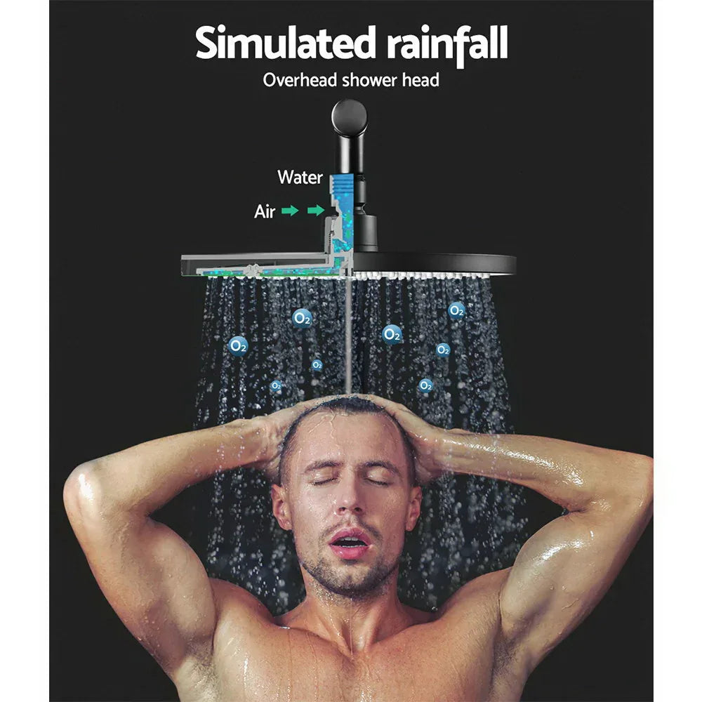 Cefito 9'' Rain Shower Head Set Handheld Round High Pressure Mixer Tap Black - Mekamart Australia