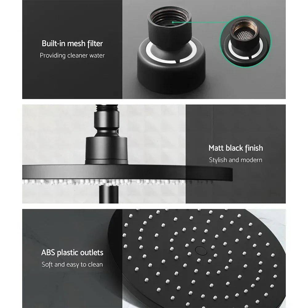 Cefito 9'' Rain Shower Head Set Handheld Round High Pressure Mixer Tap Black - Mekamart Australia