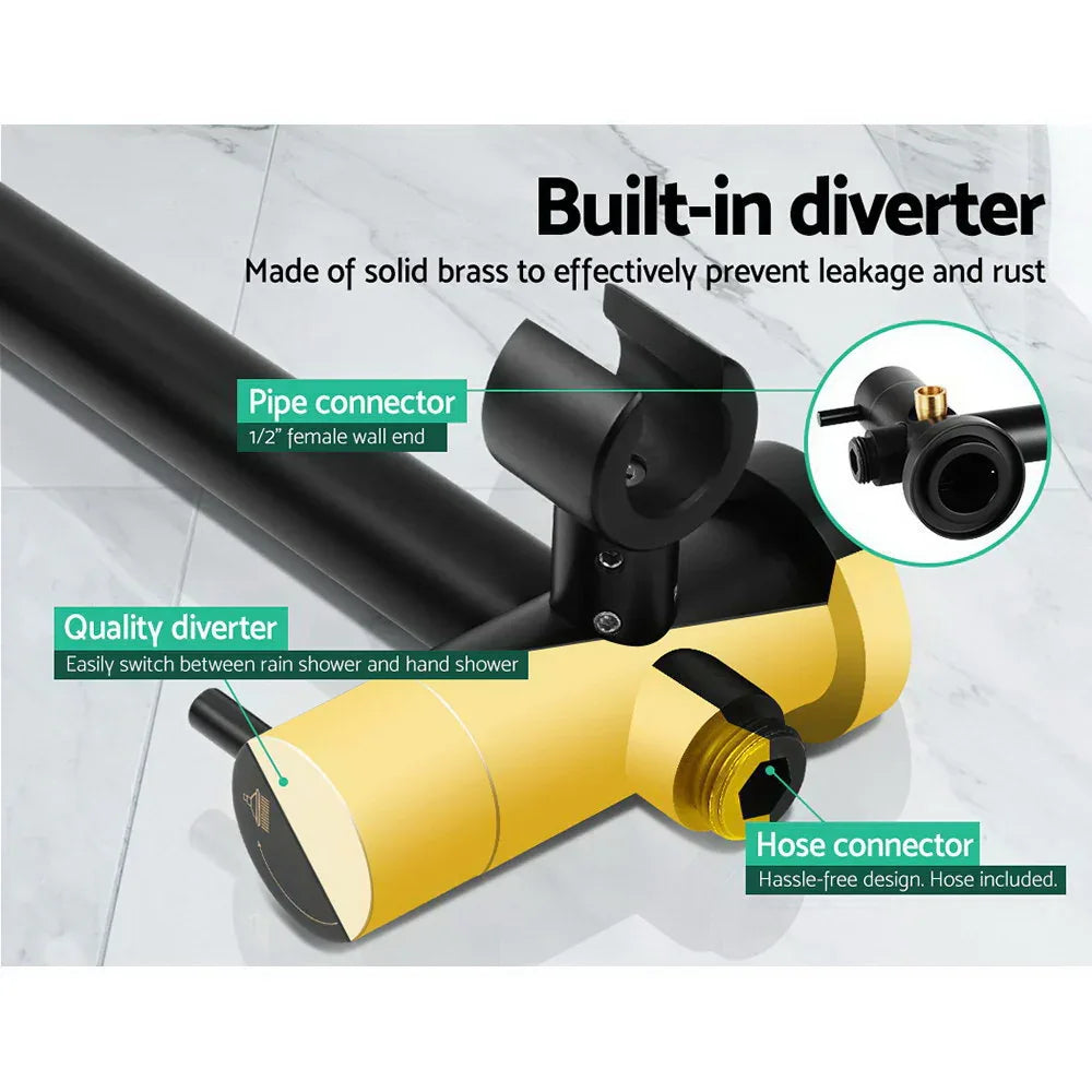 Cefito 9'' Rain Shower Head Set Handheld Round High Pressure Mixer Tap Black - Mekamart Australia