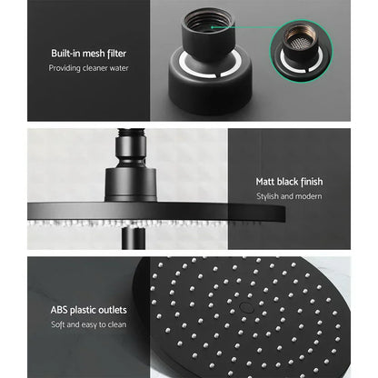 Cefito 9'' Rain Shower Head Set Handheld Round High Pressure Twins Tap Black - Mekamart Australia
