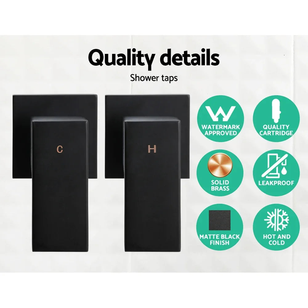 Cefito 9'' Rain Shower Head Set Handheld Round High Pressure Twins Tap Black - Mekamart Australia