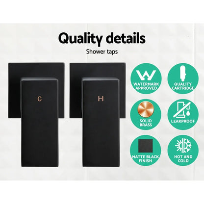 Cefito 9'' Rain Shower Head Set Handheld Round High Pressure Twins Tap Black - Mekamart Australia