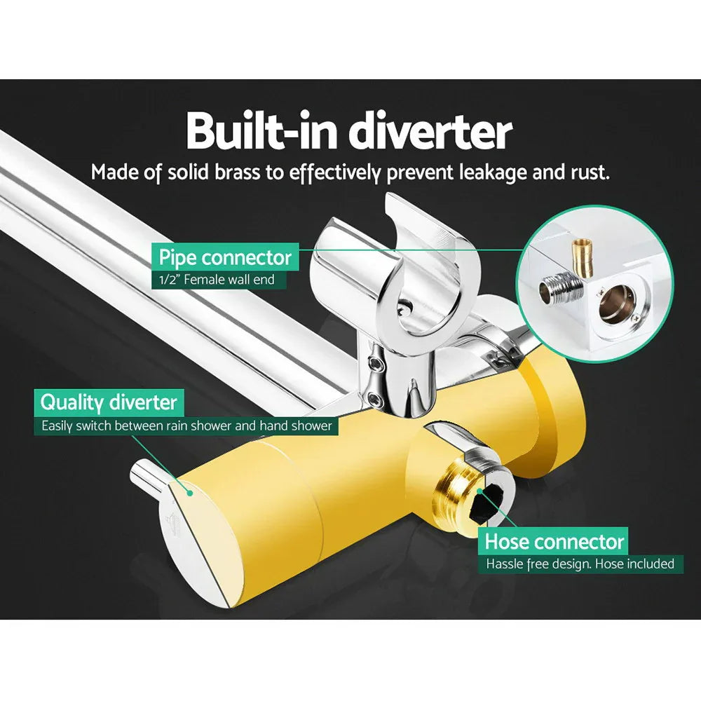 Cefito 9'' Rain Shower Head Set Handheld Round High Pressure Twins Tap Chome - Mekamart Australia