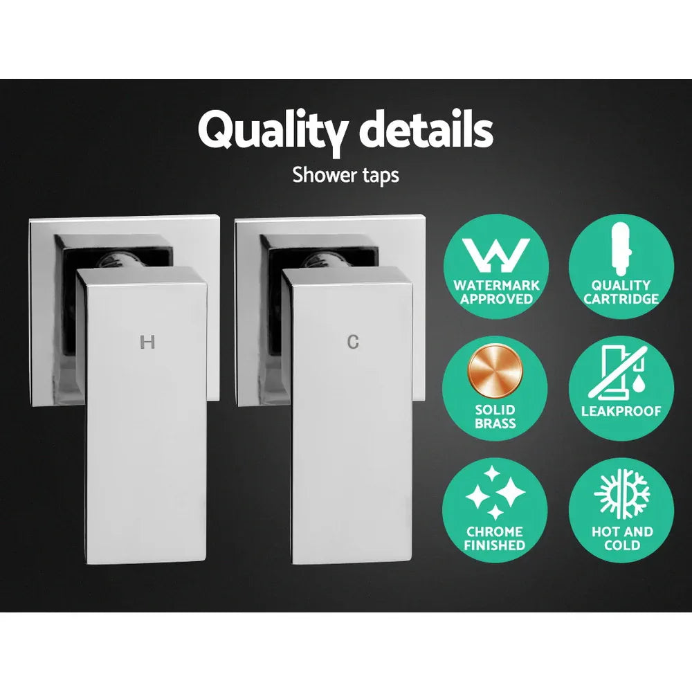 Cefito 9'' Rain Shower Head Set Handheld Round High Pressure Twins Tap Chome - Mekamart Australia