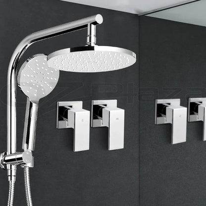 Cefito 9'' Rain Shower Head Set Handheld Round High Pressure Twins Tap Chome - Mekamart Australia
