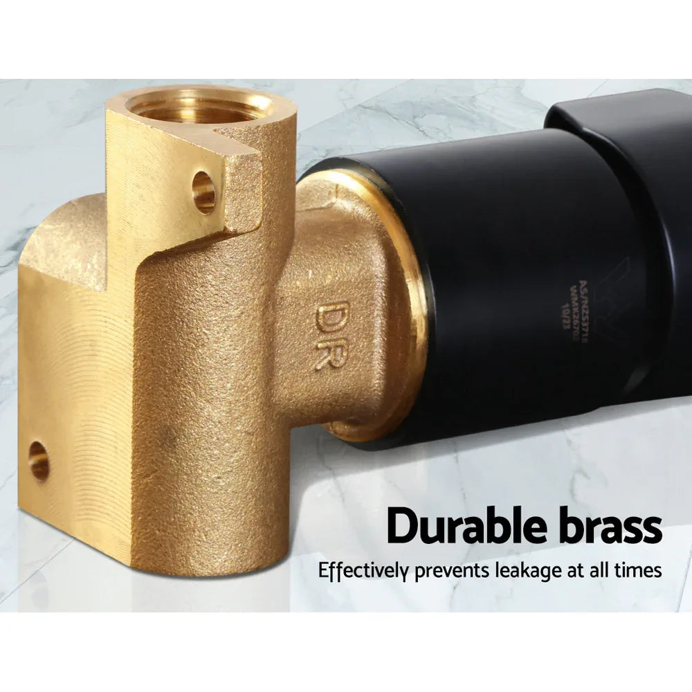 Cefito Shower Mixer Tap Wall Bath Taps Brass Hot Cold Basin Bathroom Black - Mekamart Australia