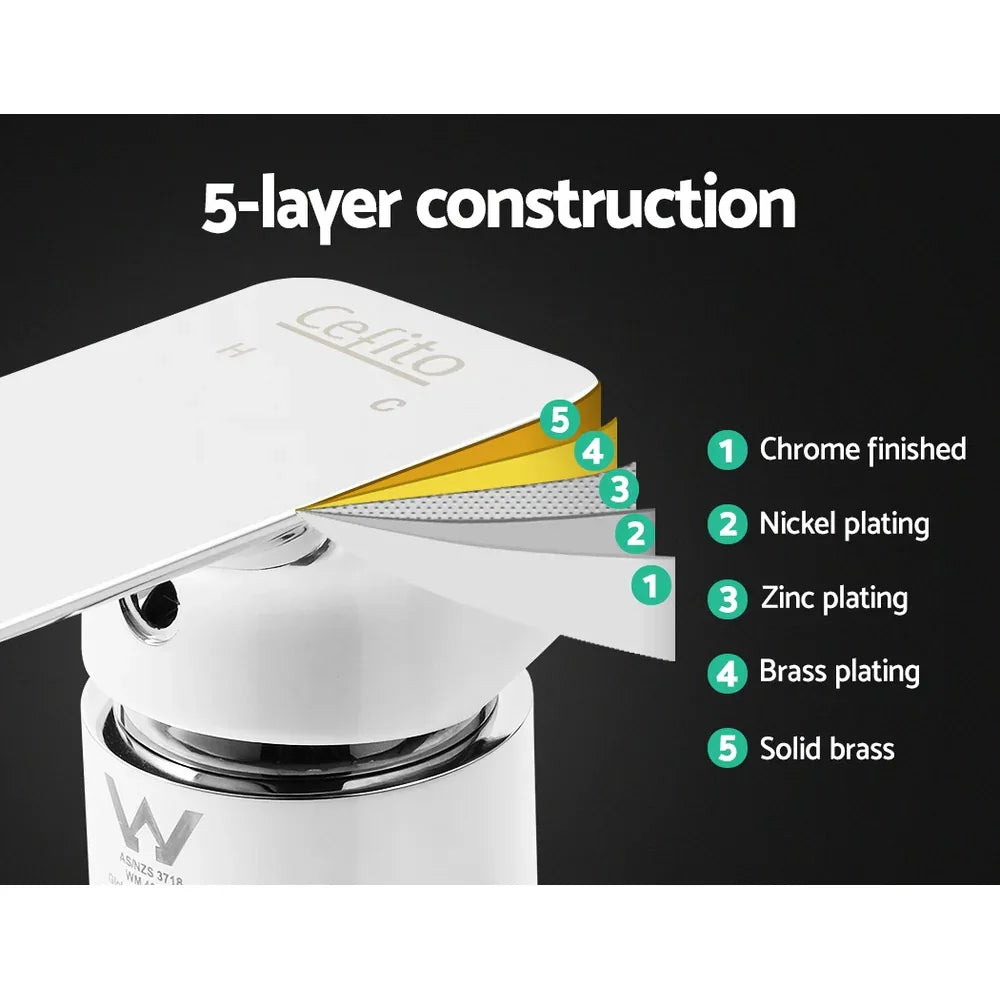 Cefito Shower Mixer Tap Wall Bath Taps Brass Hot Cold Basin Bathroom Chrome - Mekamart Australia