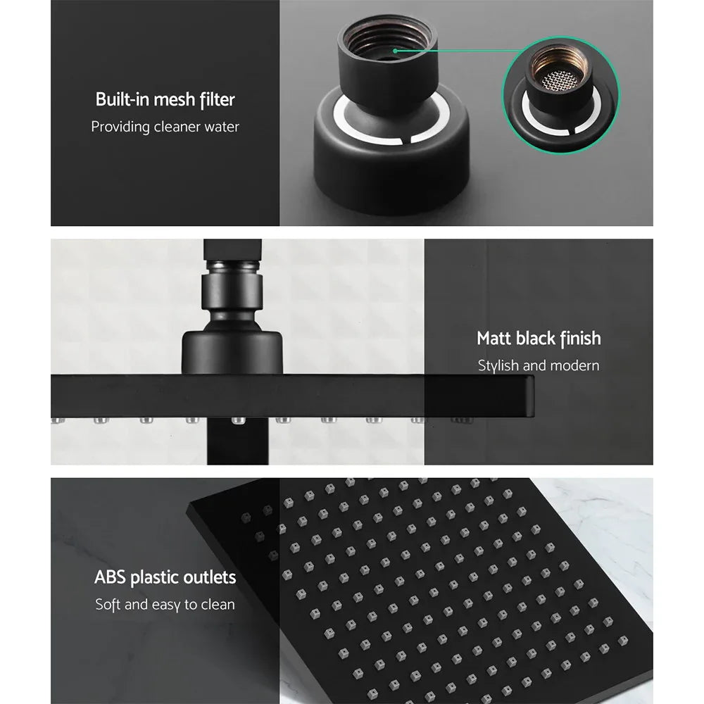 Cefito 8'' Rain Shower Head Set Handheld Square High Pressure Black - Mekamart Australia