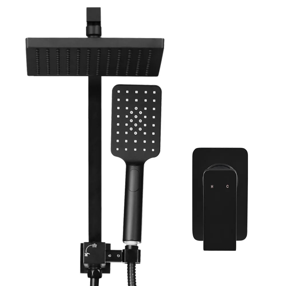 Cefito 8'' Rain Shower Head Set Handheld Square High Pressure Mixer Tap Black - Mekamart Australia
