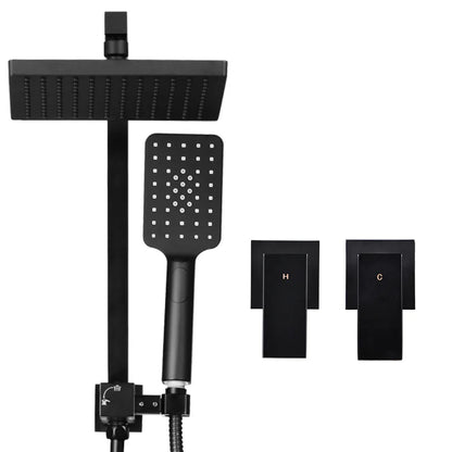 Cefito 8'' Rain Shower Head Set Handheld Square High Pressure Twins Tap Black - Mekamart Australia