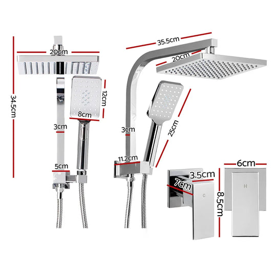Cefito 8'' Rain Shower Head Set Handheld Square High Pressure wins Tap�Chrome - Mekamart Australia