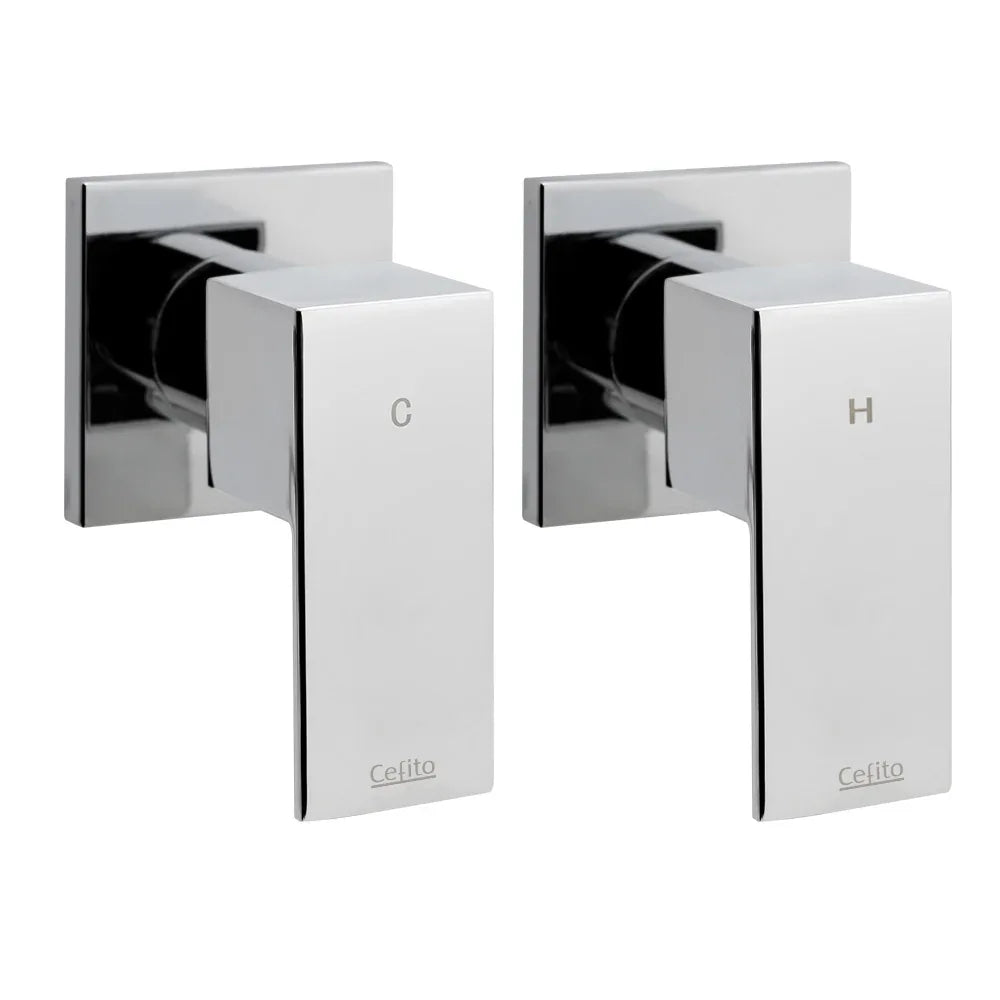 Cefito Shower Twins Tap Wall Bath Taps Brass Hot Cold Basin Bathroom Chrome - Mekamart Australia