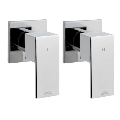 Cefito Shower Twins Tap Wall Bath Taps Brass Hot Cold Basin Bathroom Chrome - Mekamart Australia